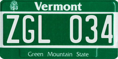 VT license plate ZGL034
