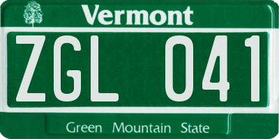 VT license plate ZGL041