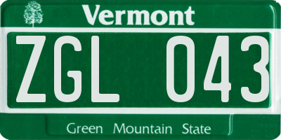 VT license plate ZGL043