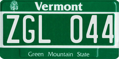 VT license plate ZGL044