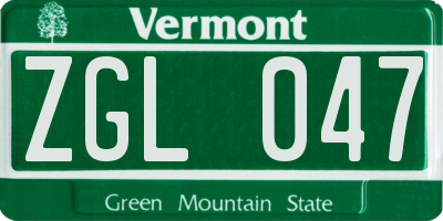 VT license plate ZGL047