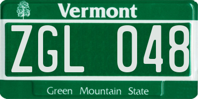VT license plate ZGL048