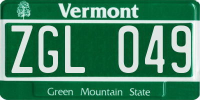 VT license plate ZGL049