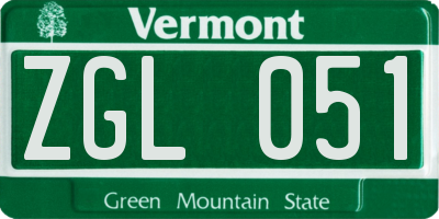 VT license plate ZGL051