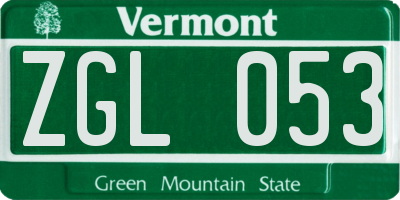 VT license plate ZGL053