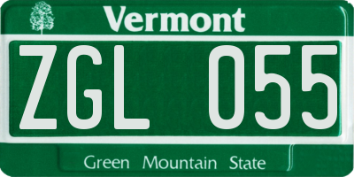 VT license plate ZGL055