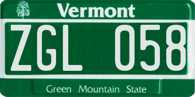 VT license plate ZGL058