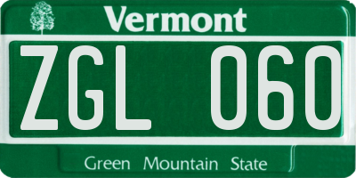 VT license plate ZGL060