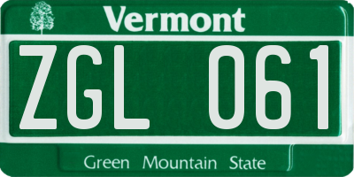 VT license plate ZGL061