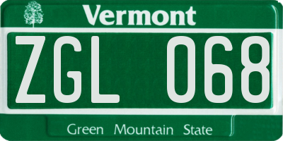 VT license plate ZGL068