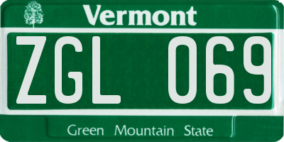 VT license plate ZGL069
