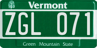 VT license plate ZGL071
