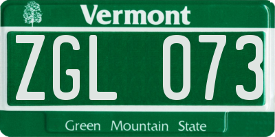 VT license plate ZGL073
