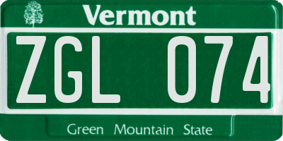 VT license plate ZGL074