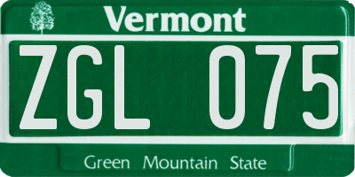 VT license plate ZGL075