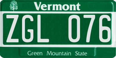 VT license plate ZGL076