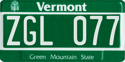 VT license plate ZGL077
