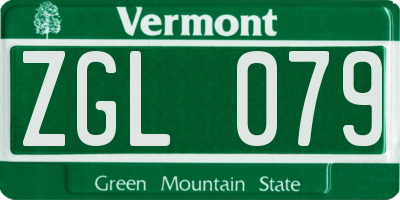 VT license plate ZGL079