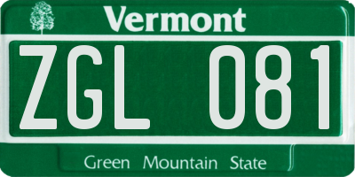 VT license plate ZGL081