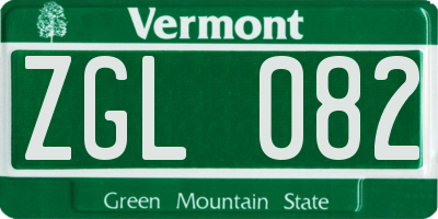 VT license plate ZGL082