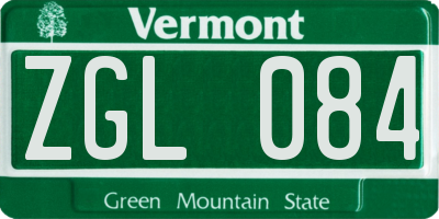 VT license plate ZGL084