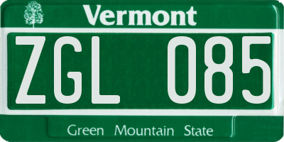VT license plate ZGL085
