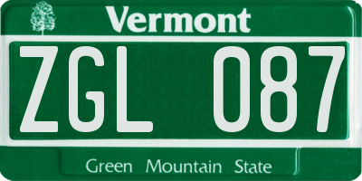 VT license plate ZGL087