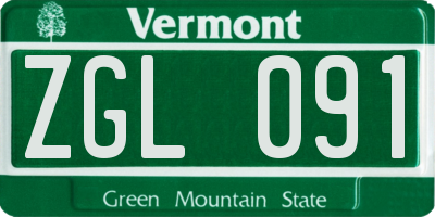 VT license plate ZGL091