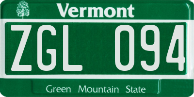 VT license plate ZGL094