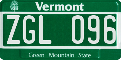 VT license plate ZGL096