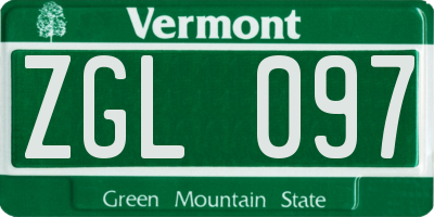 VT license plate ZGL097