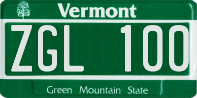 VT license plate ZGL100
