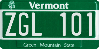 VT license plate ZGL101