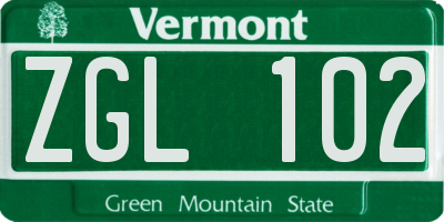 VT license plate ZGL102