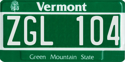 VT license plate ZGL104