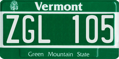 VT license plate ZGL105