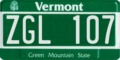 VT license plate ZGL107