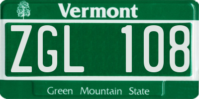 VT license plate ZGL108