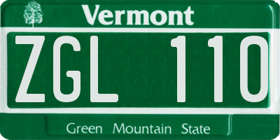 VT license plate ZGL110