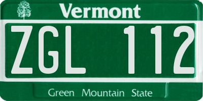 VT license plate ZGL112