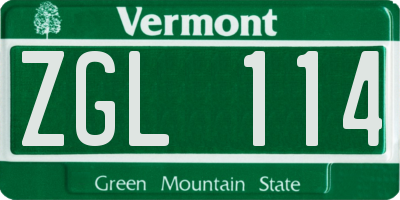 VT license plate ZGL114