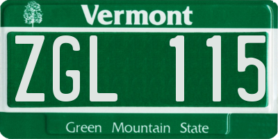 VT license plate ZGL115