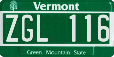VT license plate ZGL116