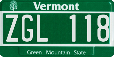 VT license plate ZGL118