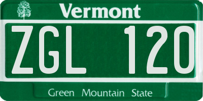 VT license plate ZGL120