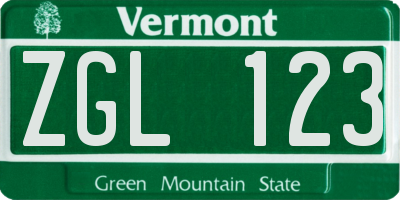 VT license plate ZGL123