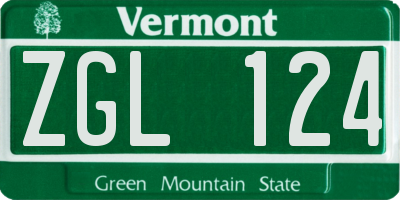 VT license plate ZGL124