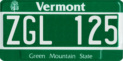 VT license plate ZGL125