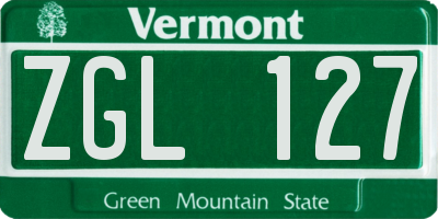 VT license plate ZGL127