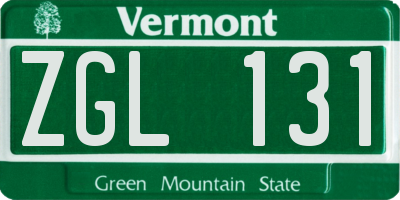 VT license plate ZGL131